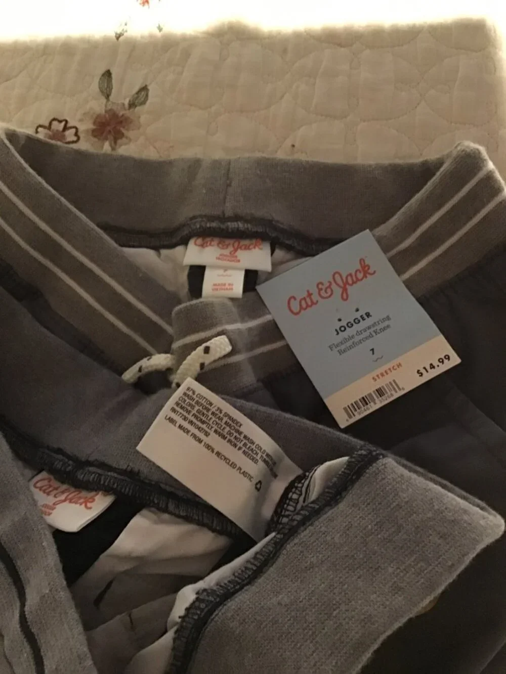 NWT Cat & Jack Boy's TWO Pairs of Joggers w/Reinforced Knees, Size 7